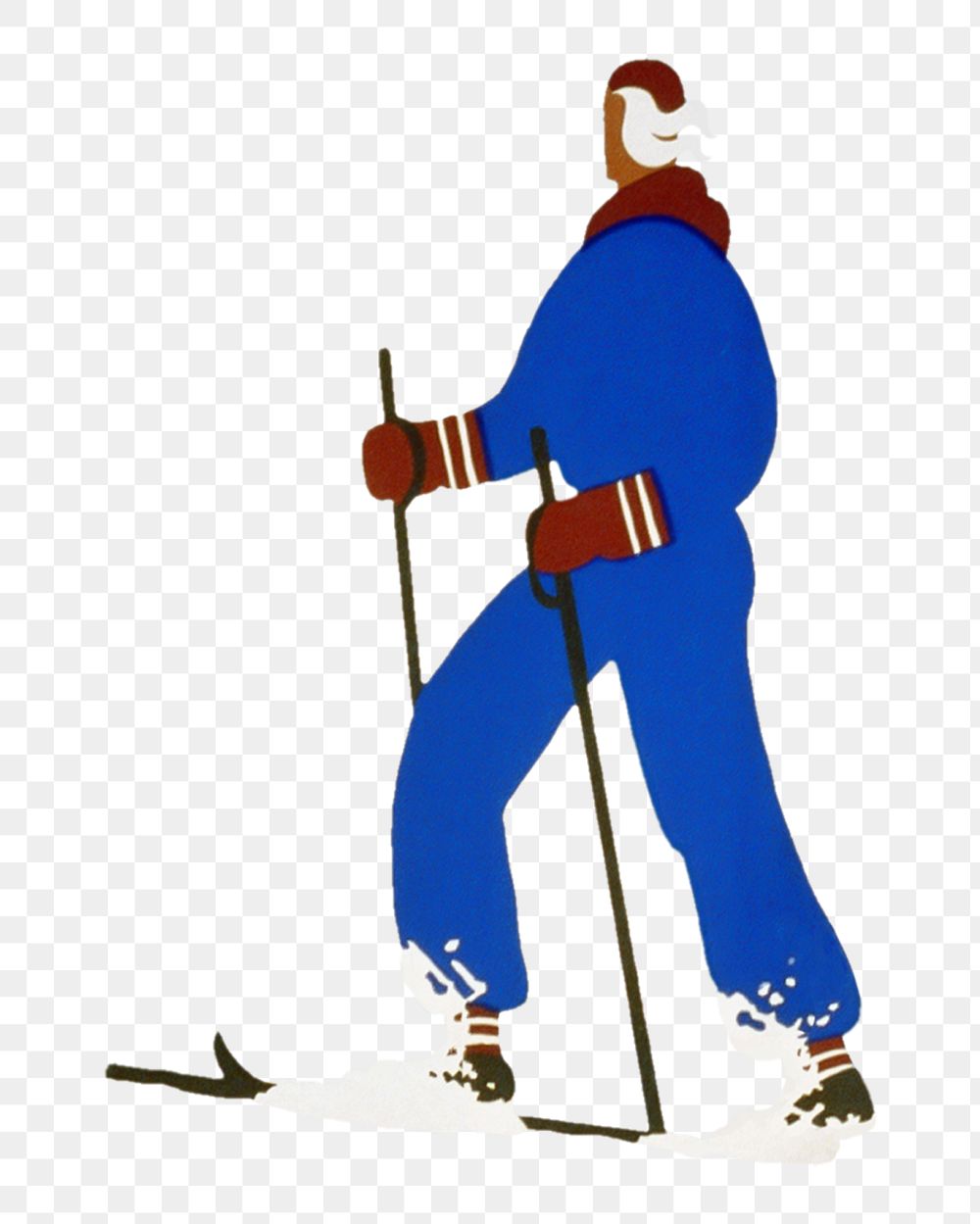 Skiing man png, vintage sport illustration by Jack Rivolta, transparent background. Remixed by rawpixel.