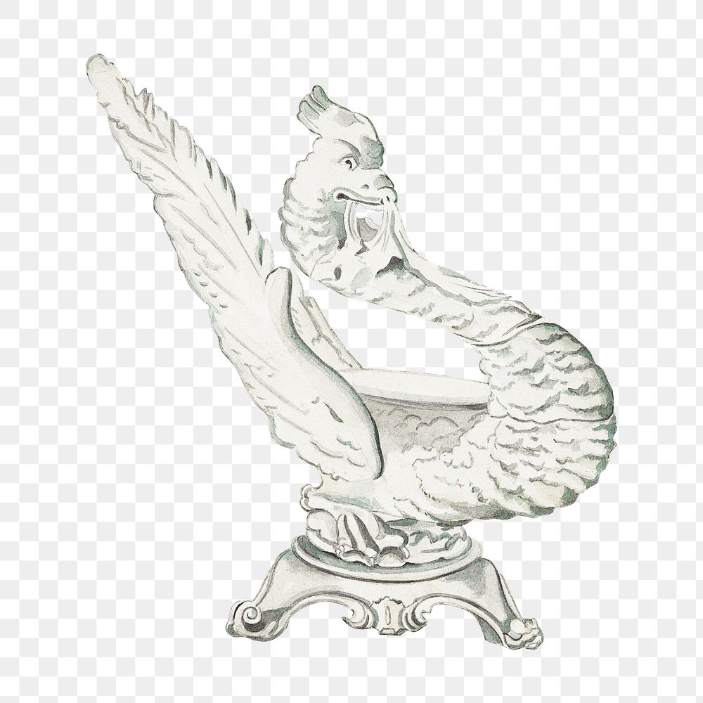 Winged dragon statue png, vintage illustration by Perkins Harnly and Nicholas Zupa, transparent background. Remixed by…