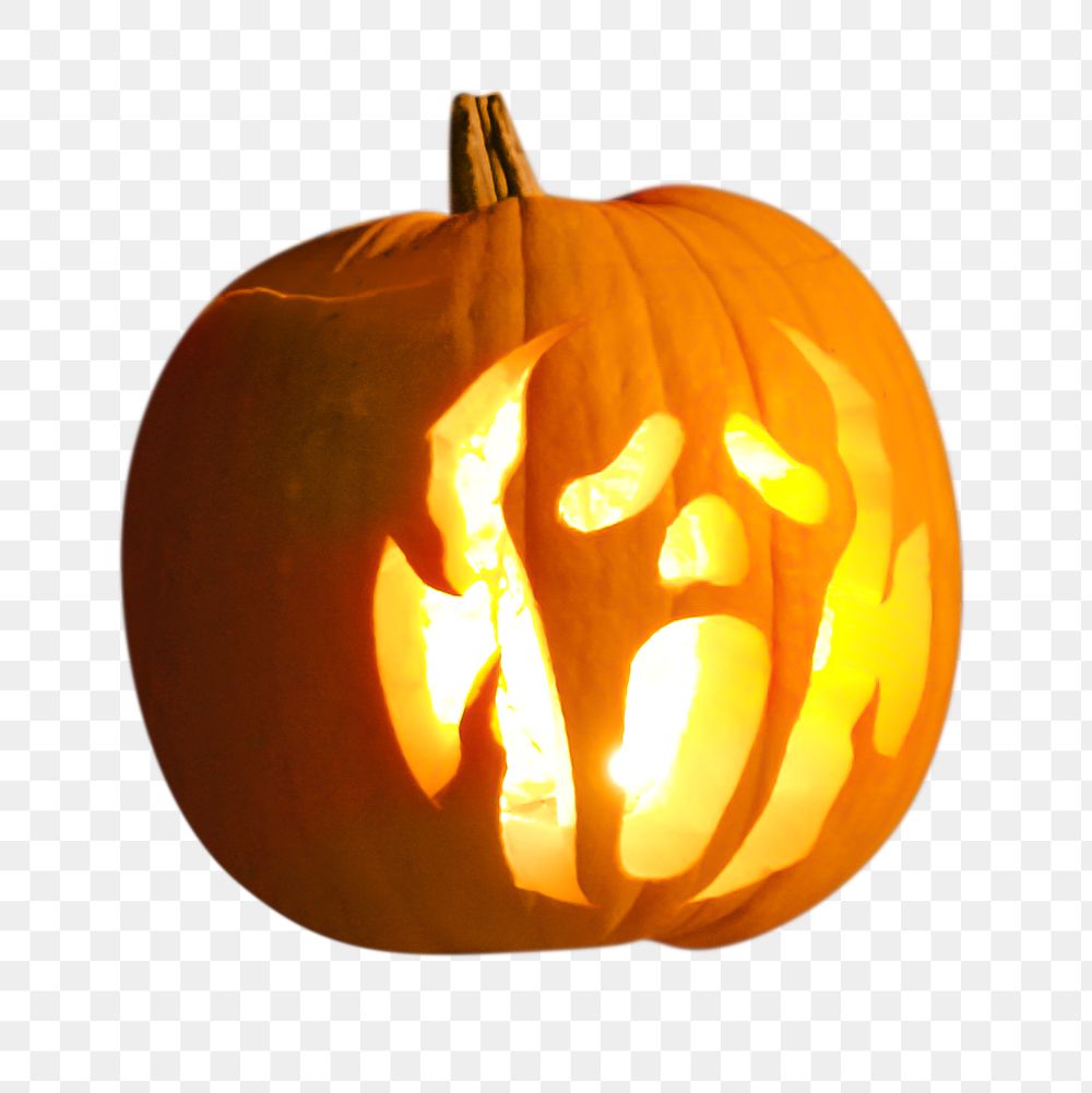 Halloween png carved pumpkin, transparent background