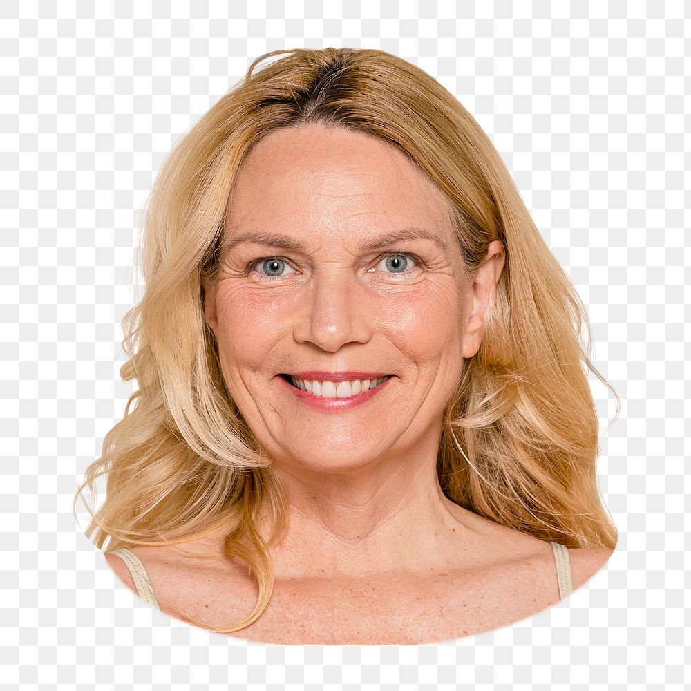 PNG Blonde mature woman, collage element on transparent background