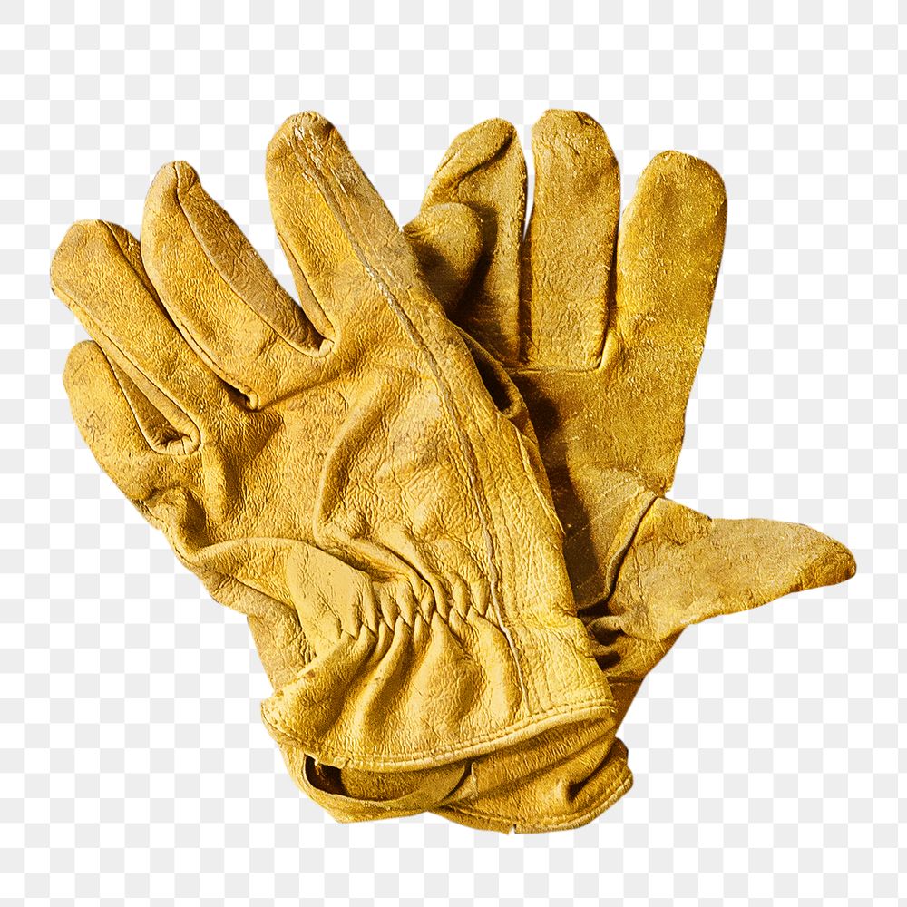 Yellow gloves png, isolated object, transparent background