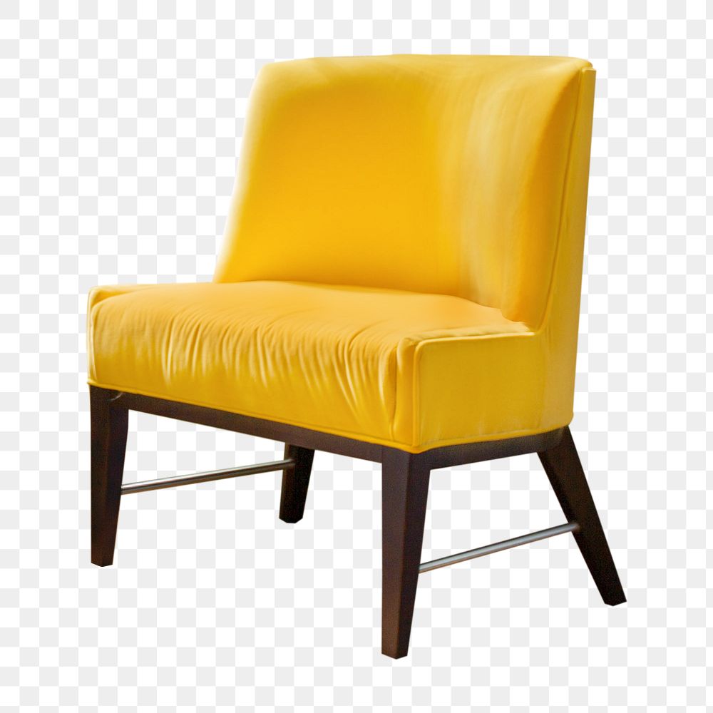 Png yellow padded chairs, isolated object, transparent background