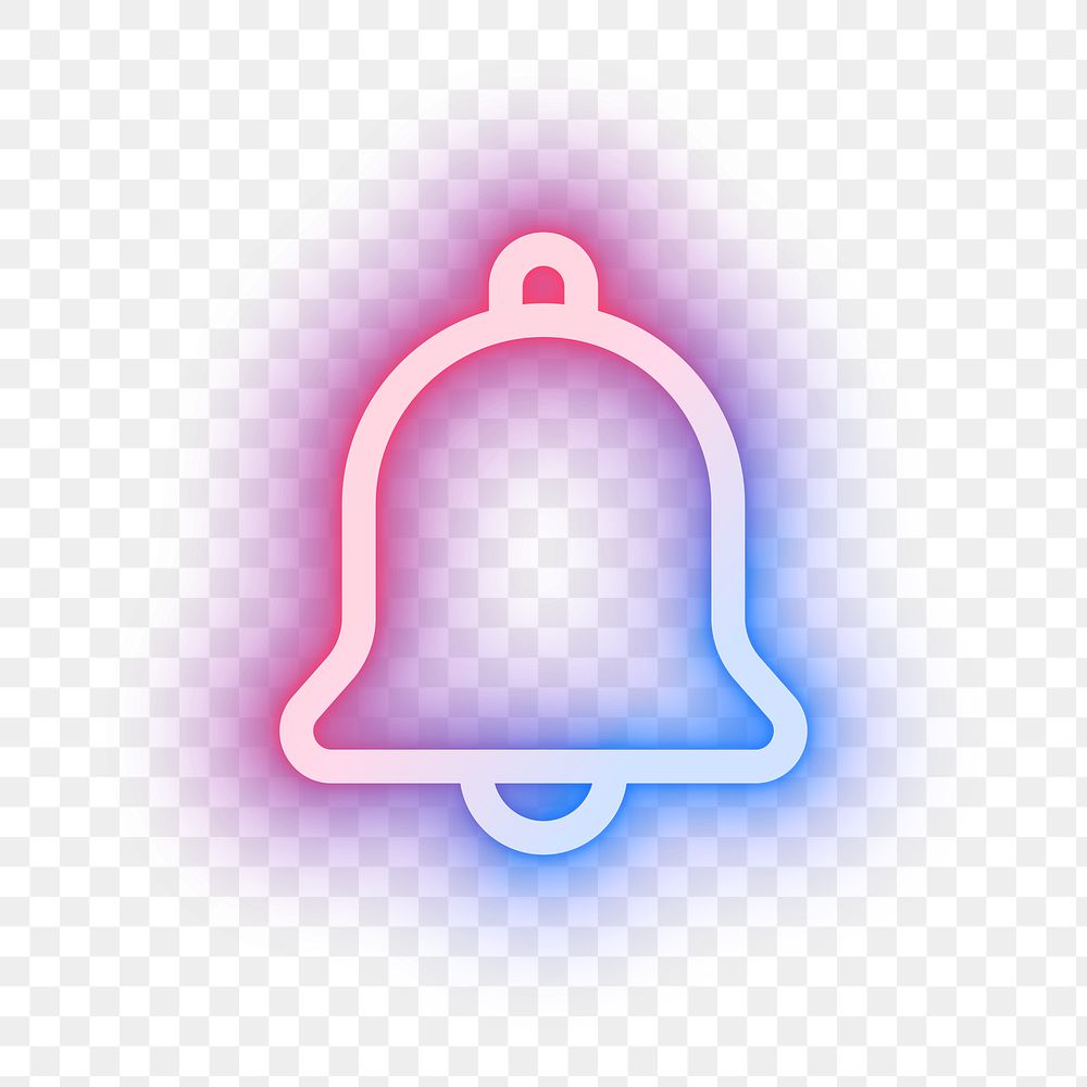 Png notification bell icon pink for social media app neon style