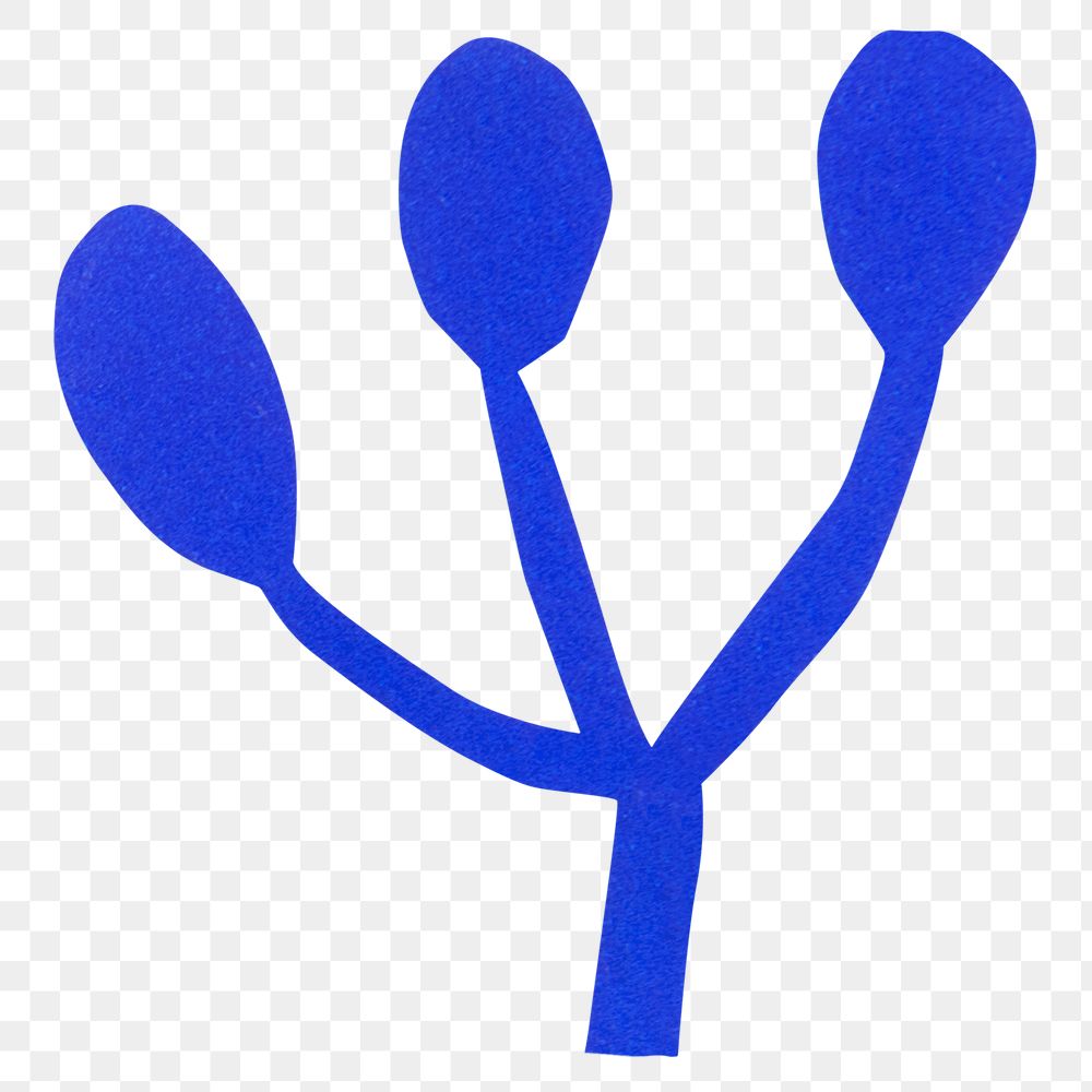 Blue plant png doodle, collage element, transparent background