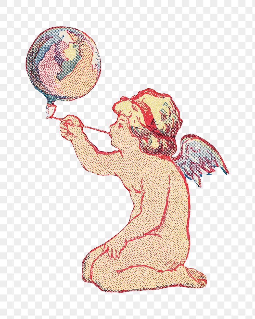 PNG Cupid blowing bubble, vintage illustration by Wells, Richardson & Co, transparent background.  Remixed by rawpixel. 
