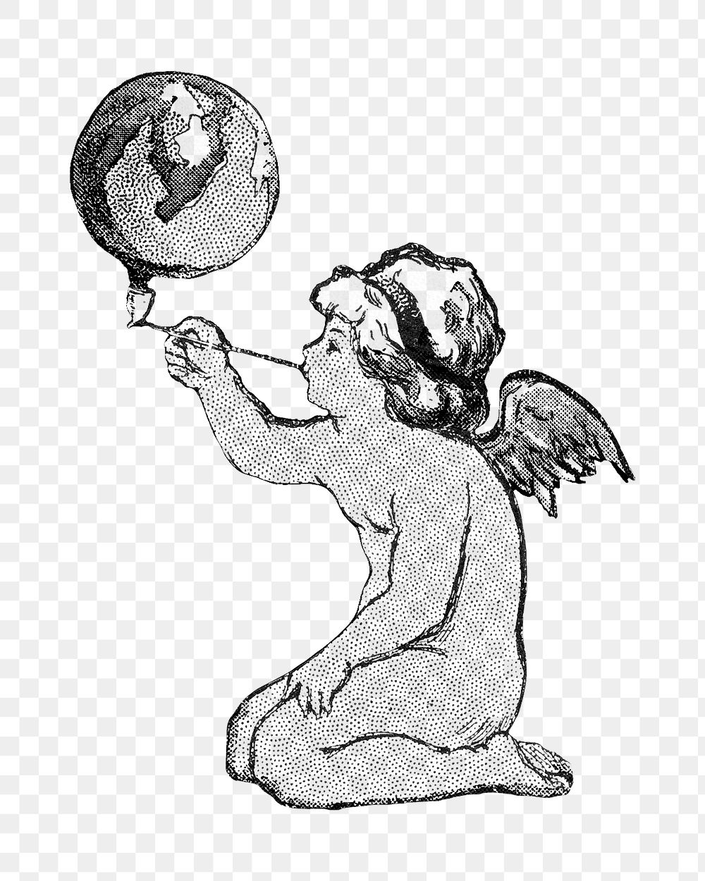PNG Cupid blowing bubble, vintage illustration by Wells, Richardson & Co, transparent background.  Remixed by rawpixel. 