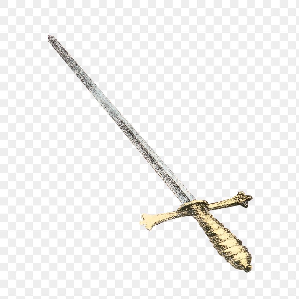 PNG Sword, vintage weapon illustration, transparent background.  Remixed by rawpixel. 