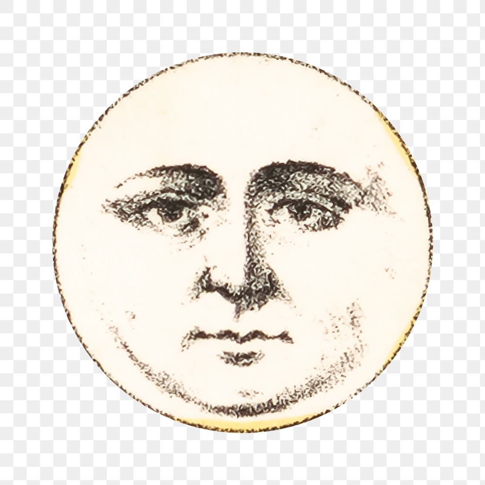 PNG Moon with human face, vintage illustration, transparent background.  Remixed by rawpixel. 