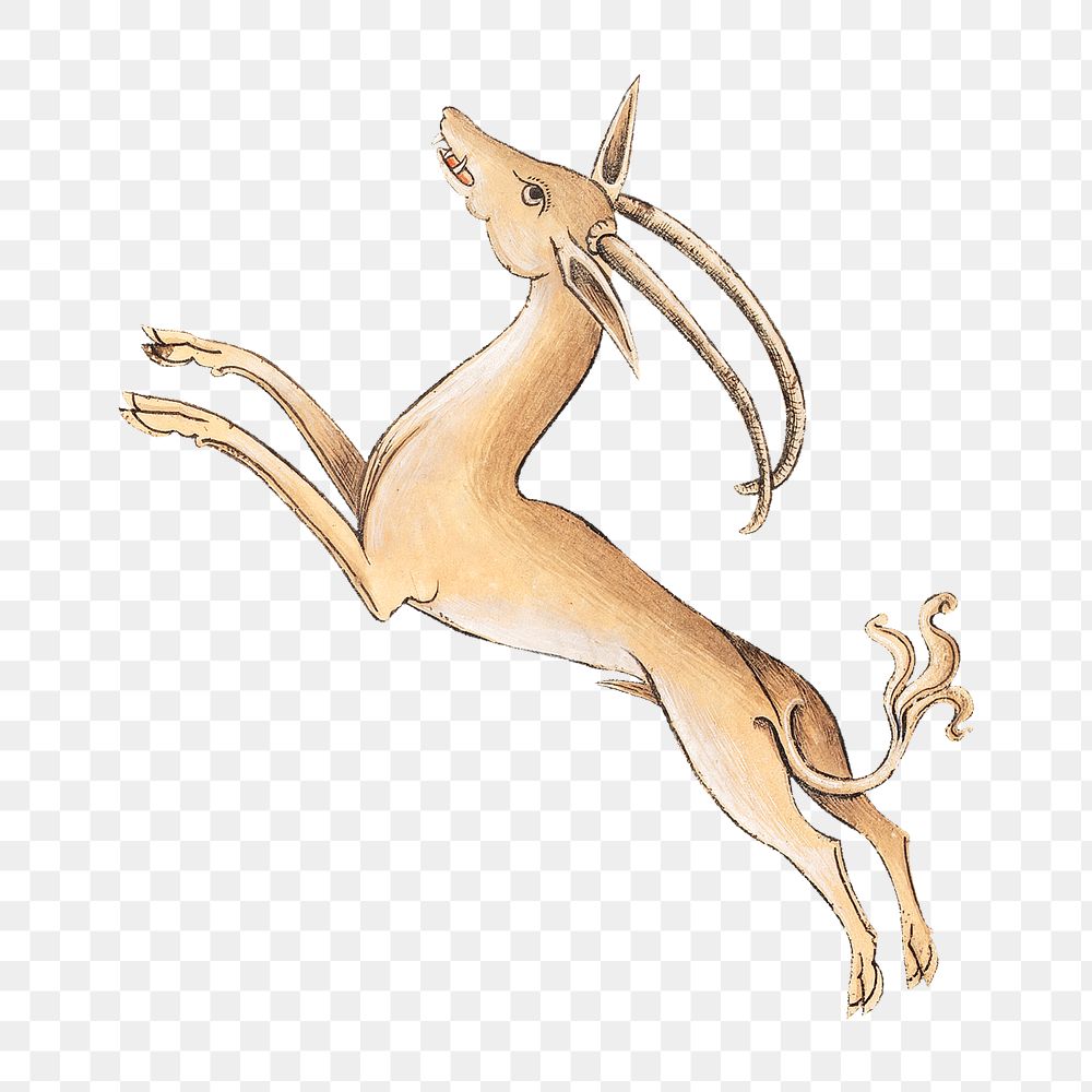 PNG Gazelle, vintage mythical creature illustration, transparent background. Remixed by rawpixel.