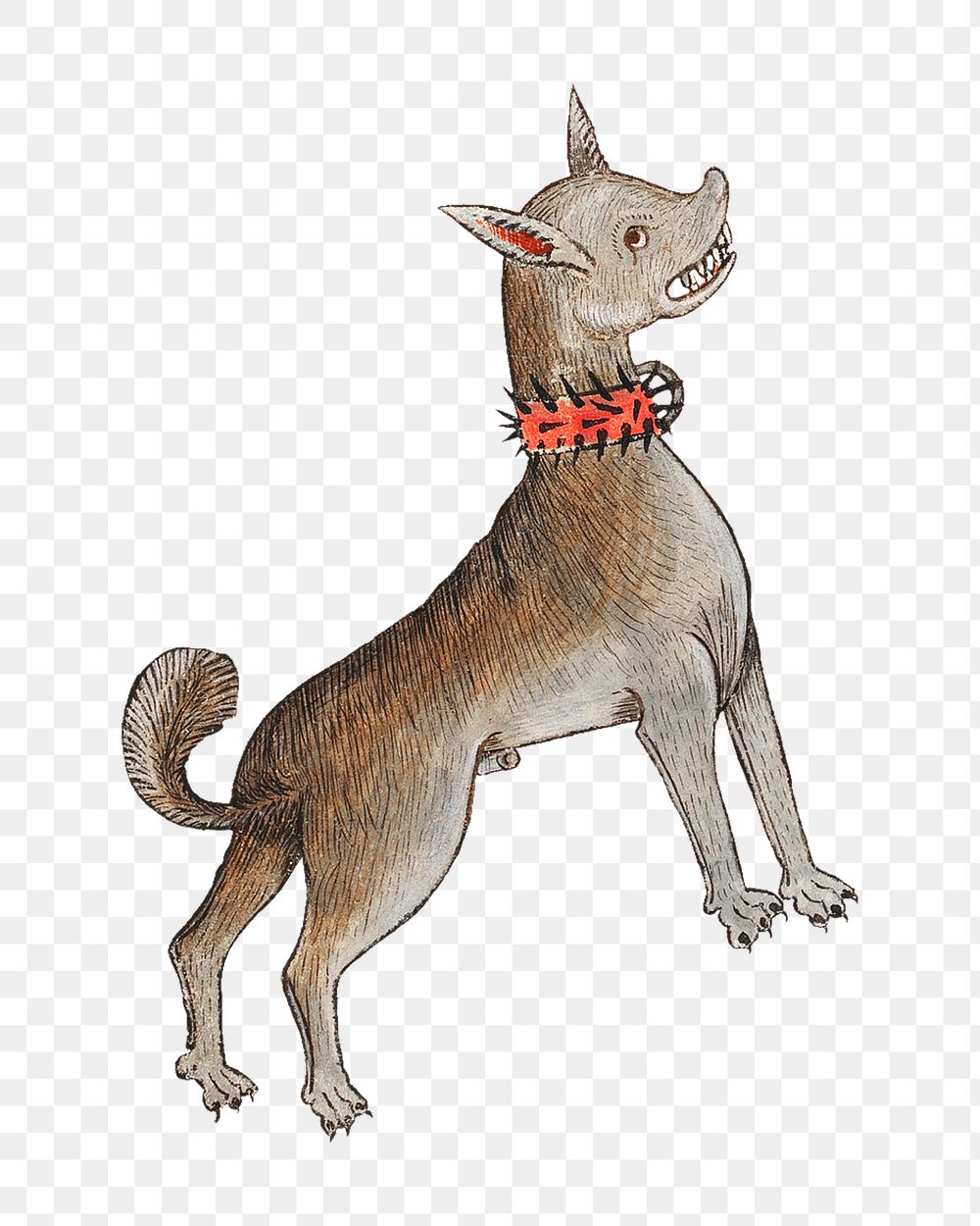 PNG Dog, vintage mythical creature illustration, transparent background.  Remixed by rawpixel. 