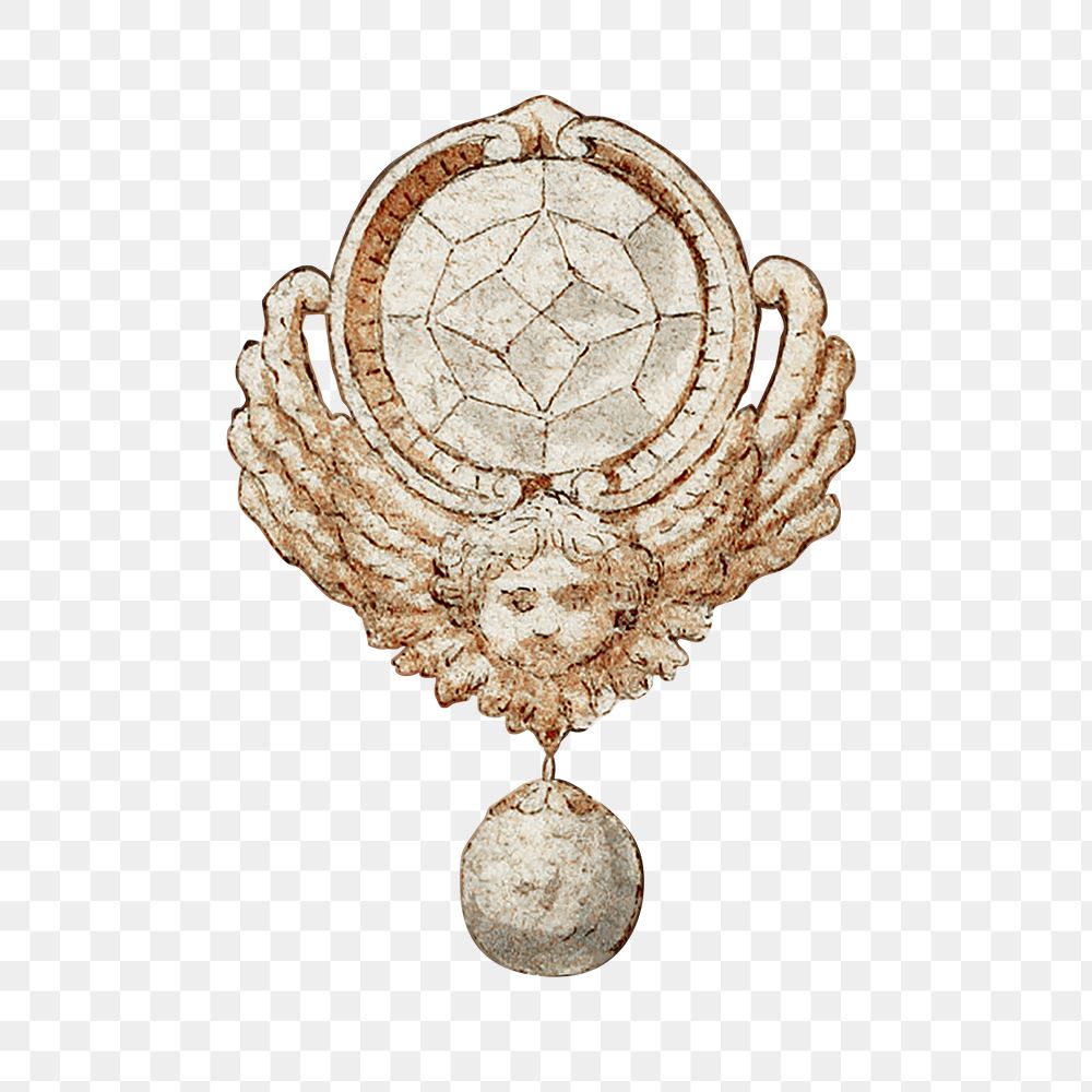 PNG Cherub brooch, vintage object illustration, transparent background.  Remixed by rawpixel. 