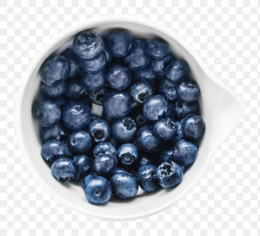 Blueberry bowl png, collage element, transparent background