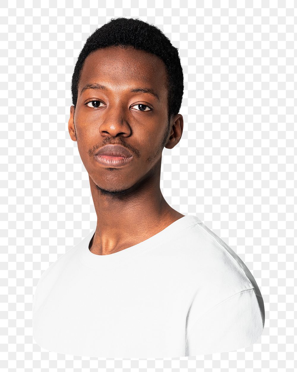 Png man in white t-shirt, transparent background