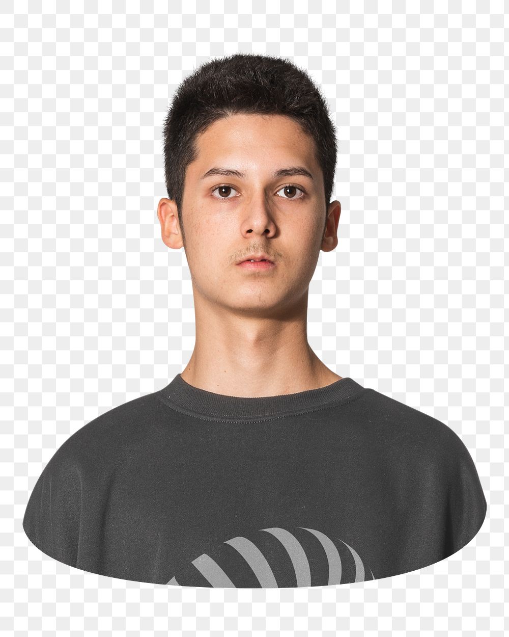 Png boy in black printed sweater, transparent background