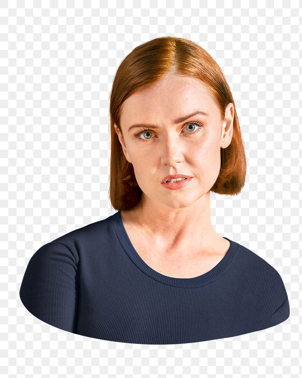 PNG Woman wearing blue t-shirt, collage element, transparent background