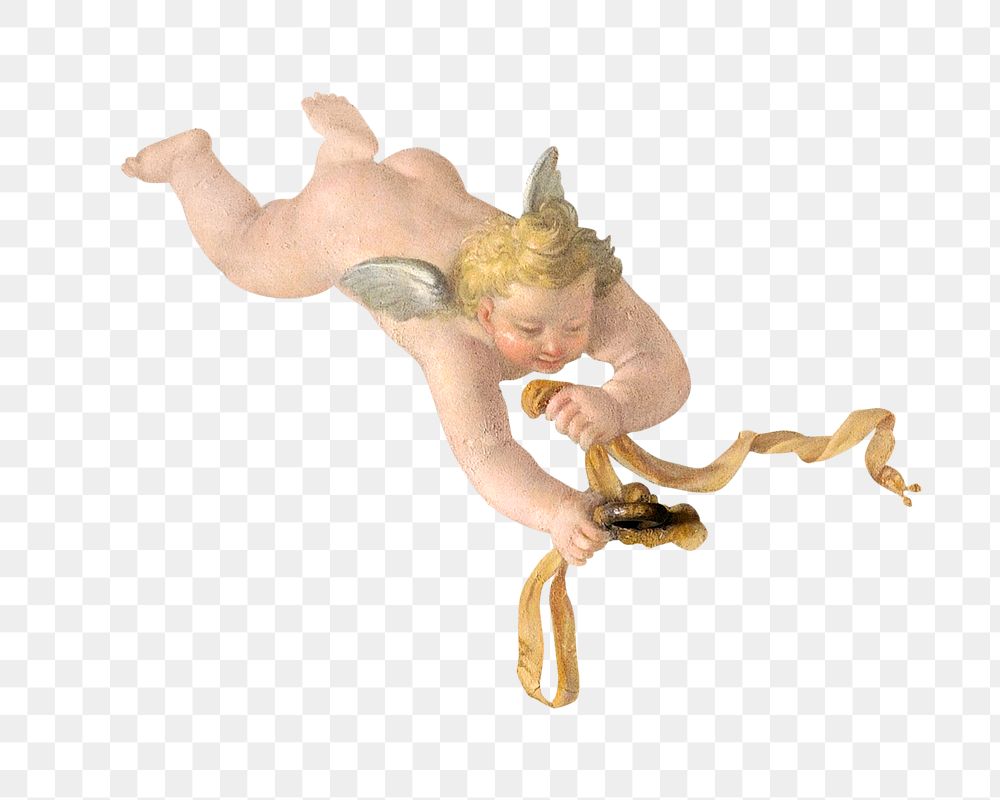 Vintage cherub png painting, transparent background. Remixed by rawpixel.