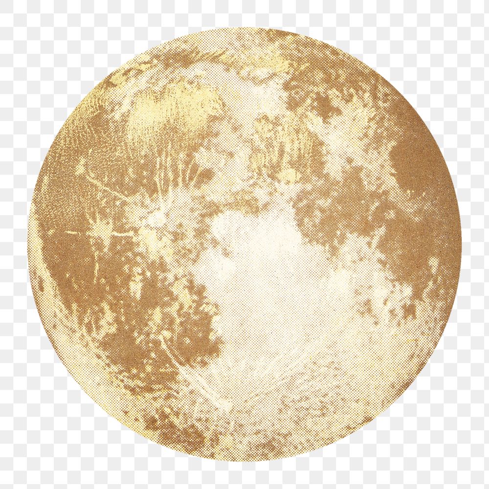 Full moon png chromolithograph, transparent background. Remixed by rawpixel.
