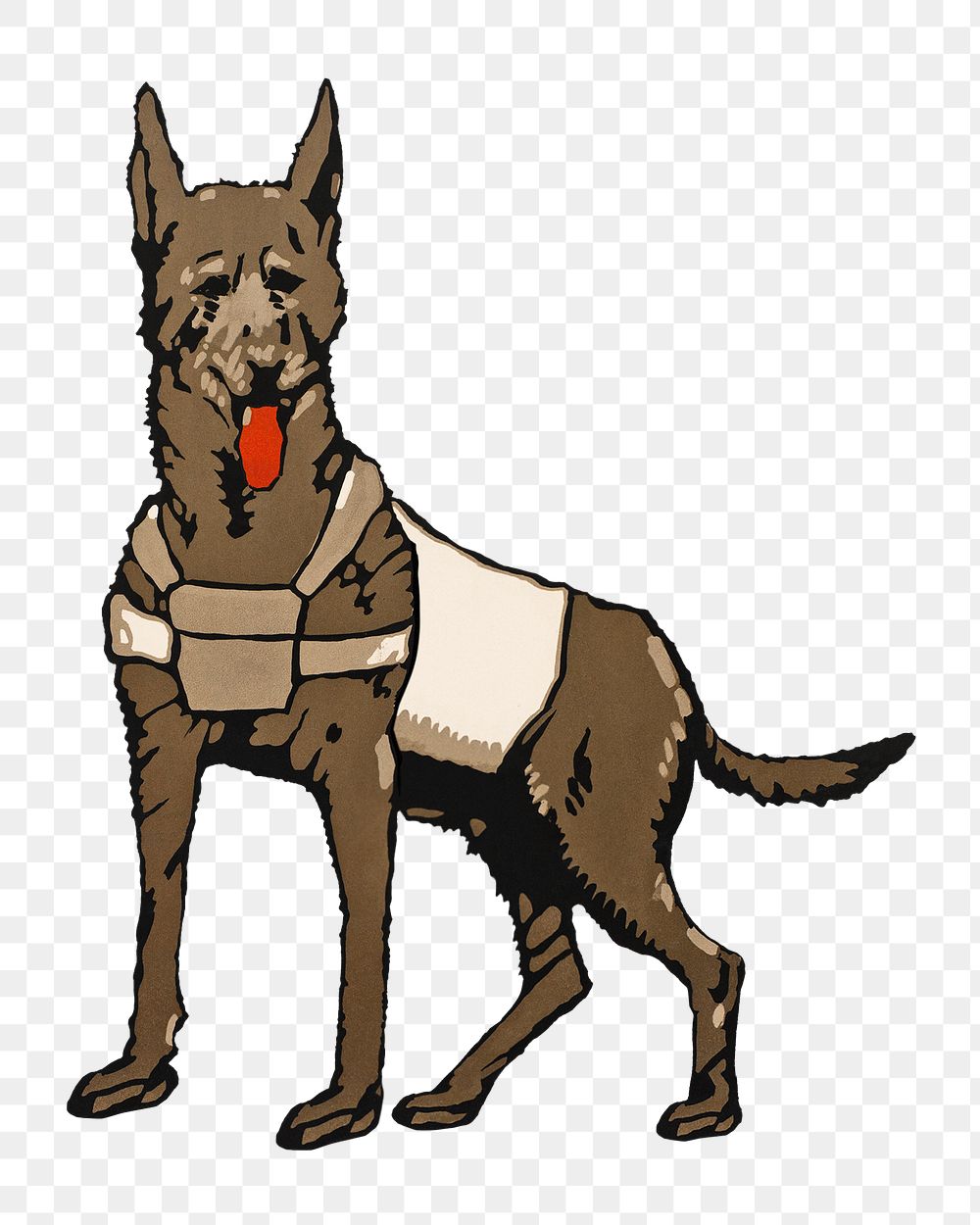 PNG police dog vintage illustration on transparent background. Remixed by rawpixel. 