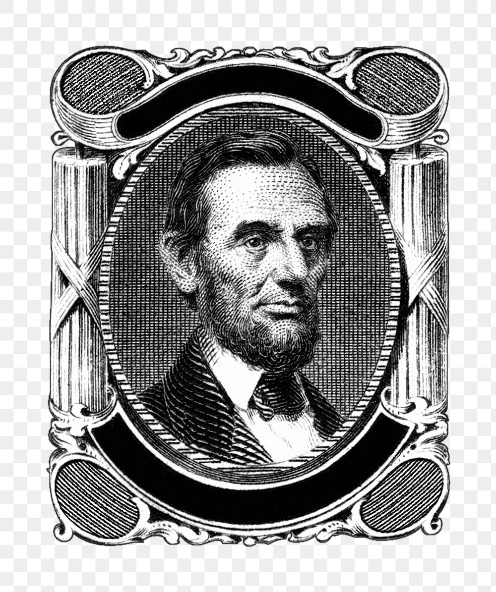 Abraham Lincoln png engraving, transparent background. Remixed by rawpixel. 