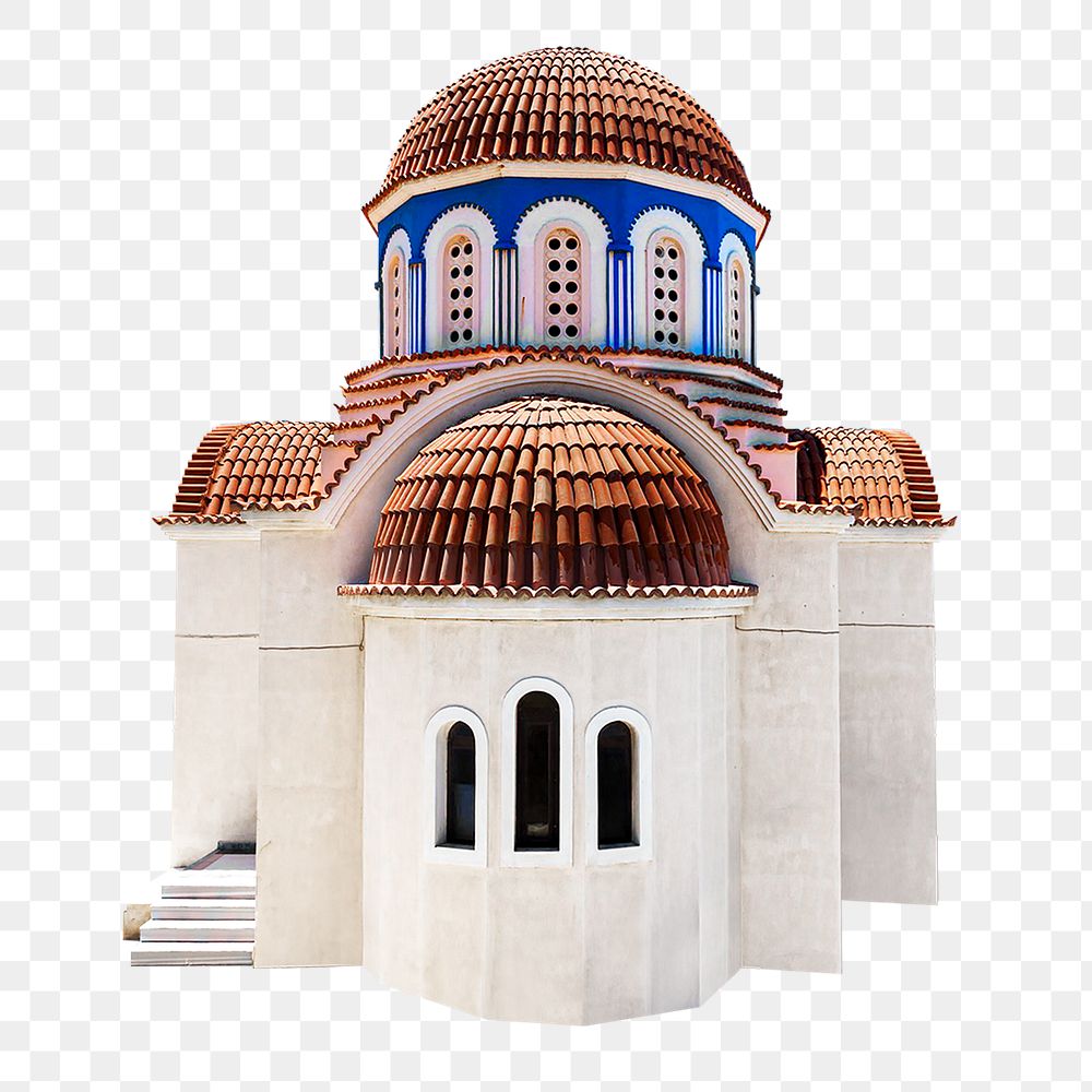 Orthodox church with dome png collage element, transparent background