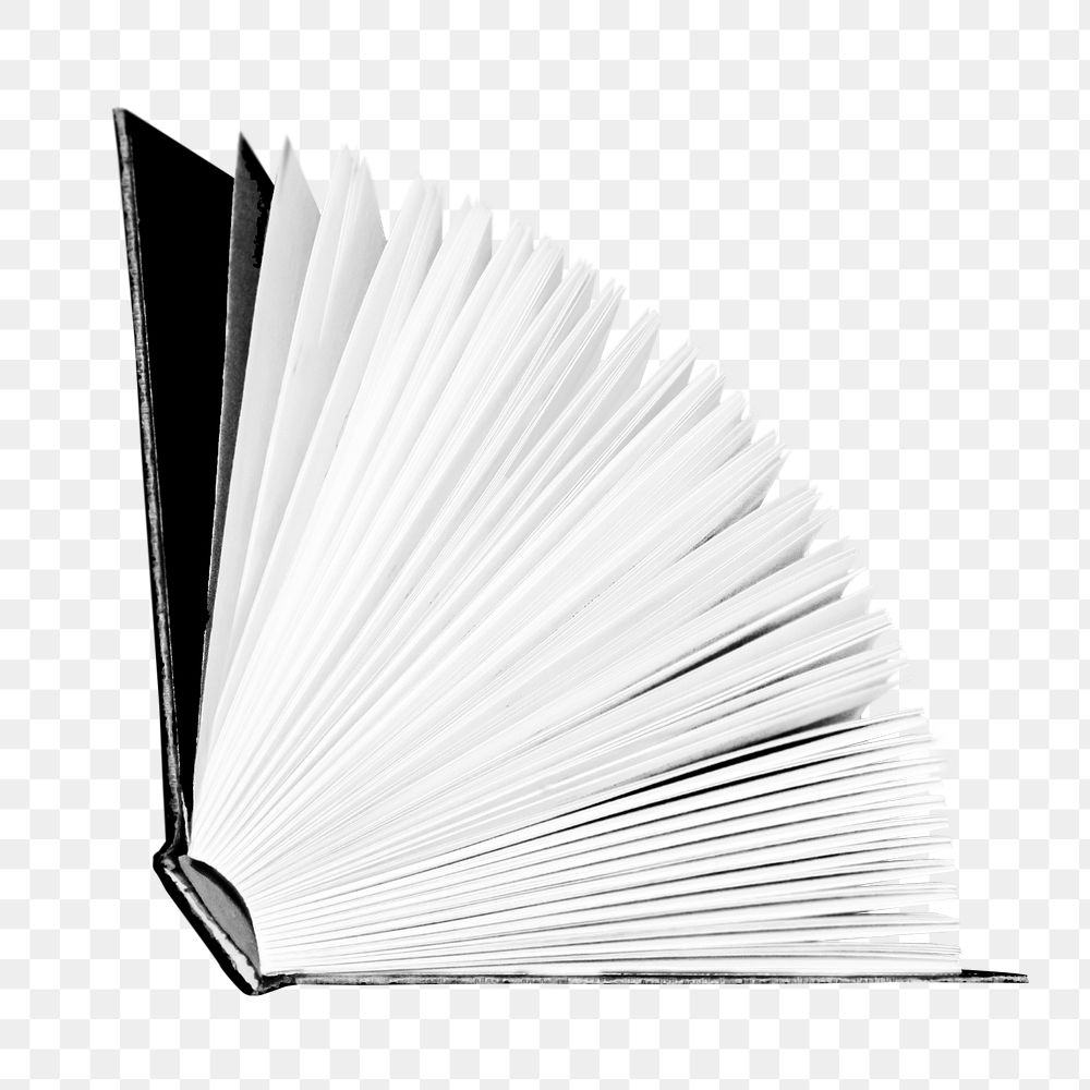 Book opening png, side view collage element, transparent background