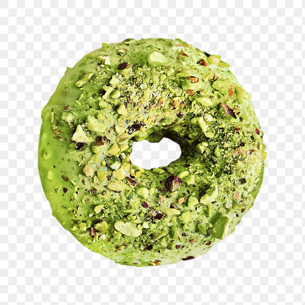 Png green almonds doughnut element, transparent background