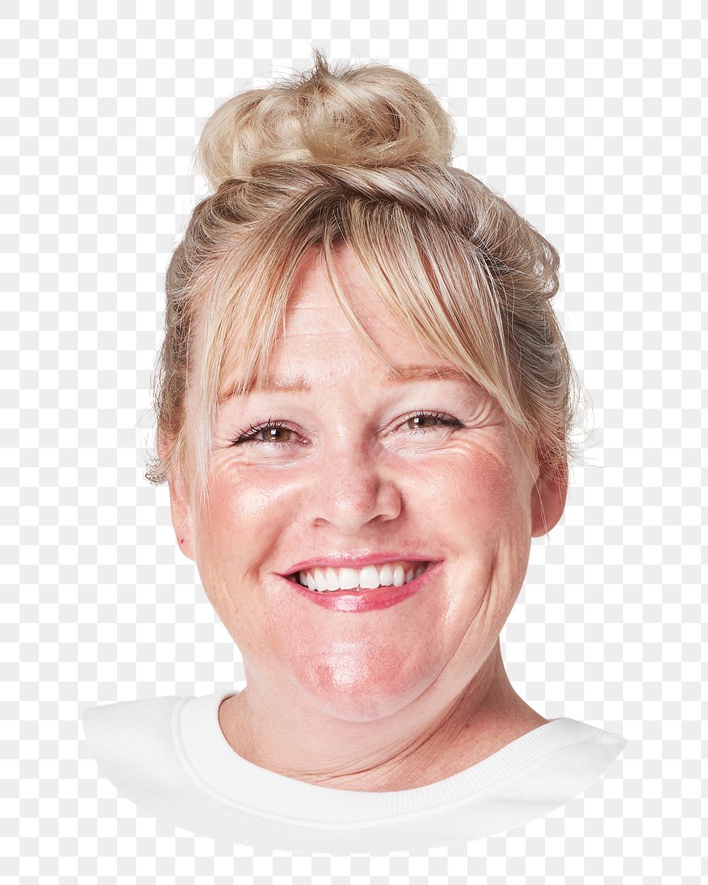 Smiling woman png head shot image on transparent background