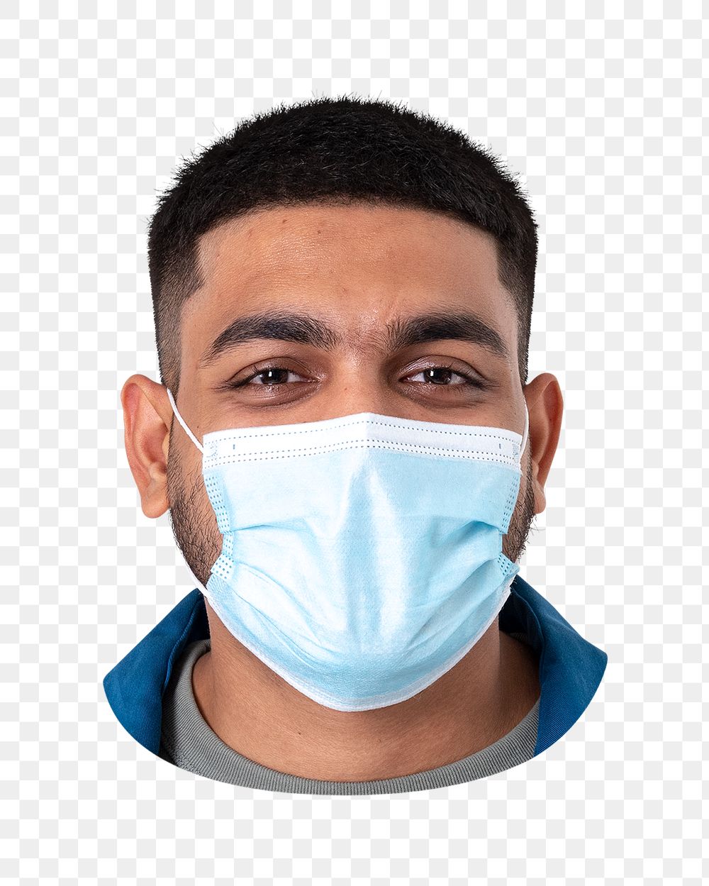 Png man wearing mask, closeup image on transparent background