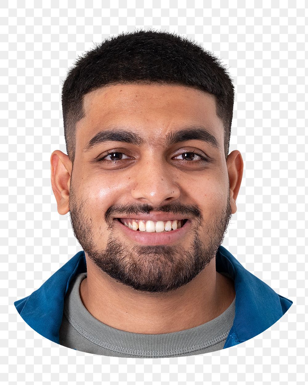 Indian man png smiling face portrait on transparent background
