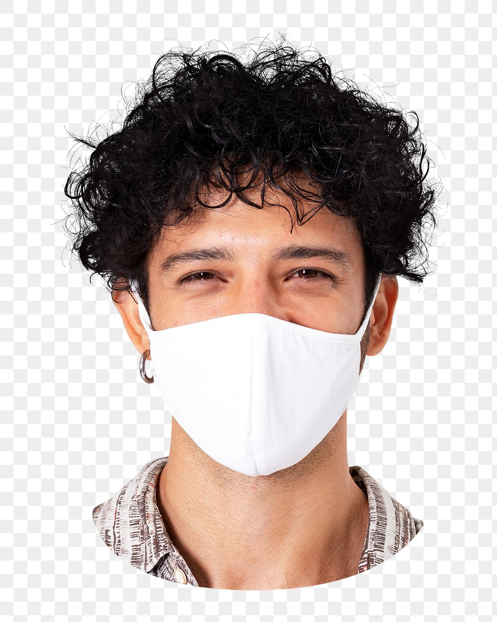 Png face mask, man closeup image on transparent background