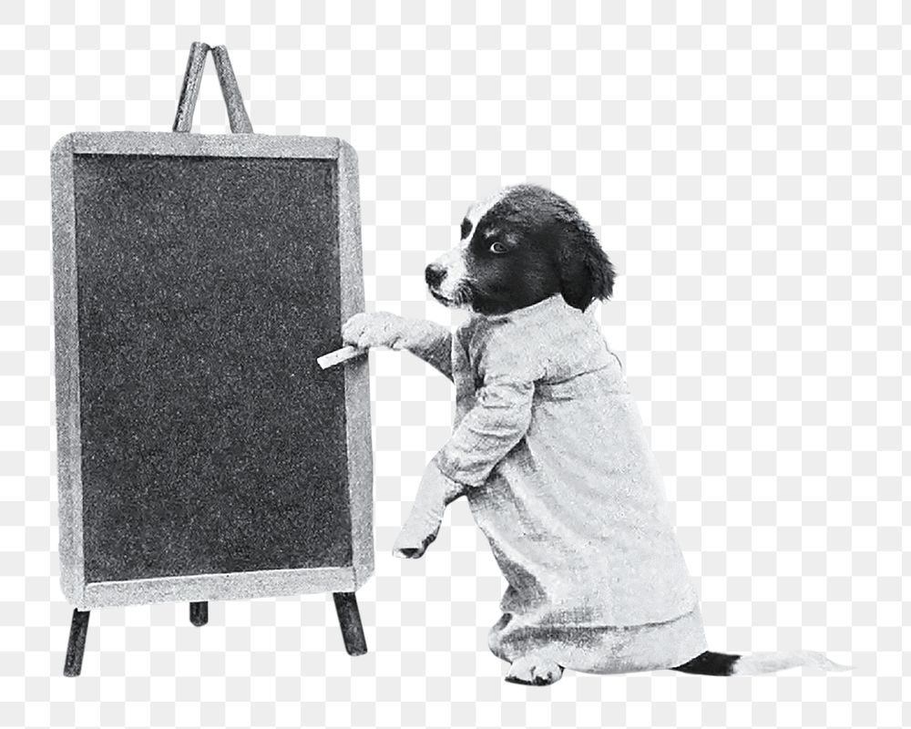 Teacher dog png vintage illustration, transparent background. Remixed by rawpixel. 