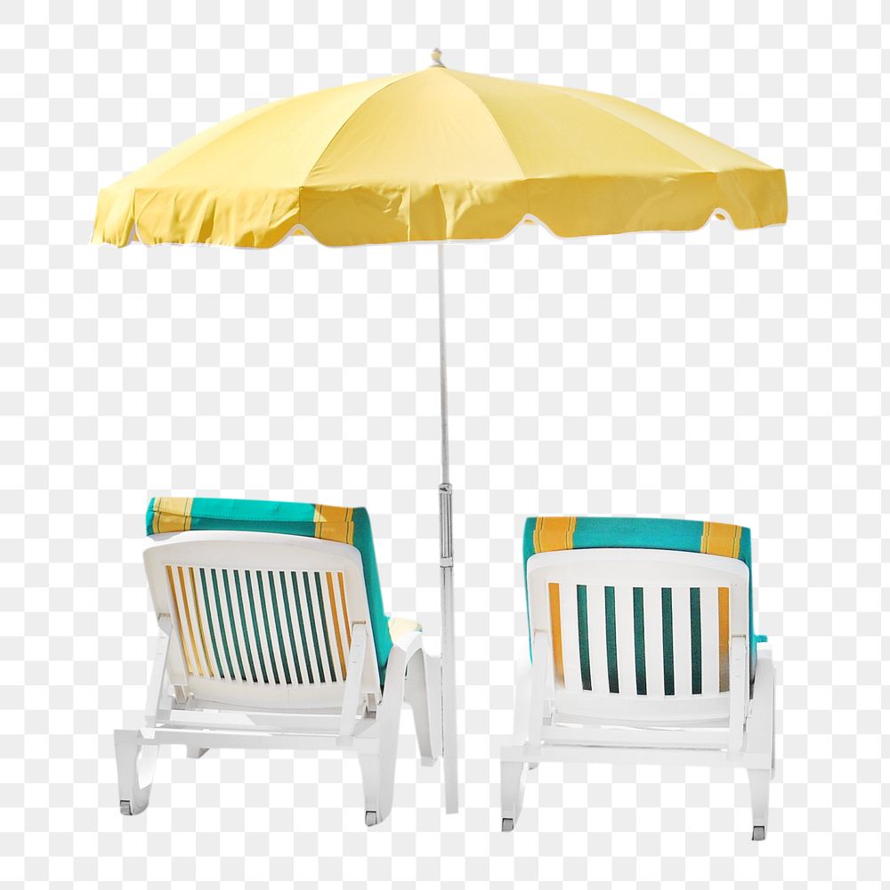 Png yellow beach chair, isolated image, transparent background