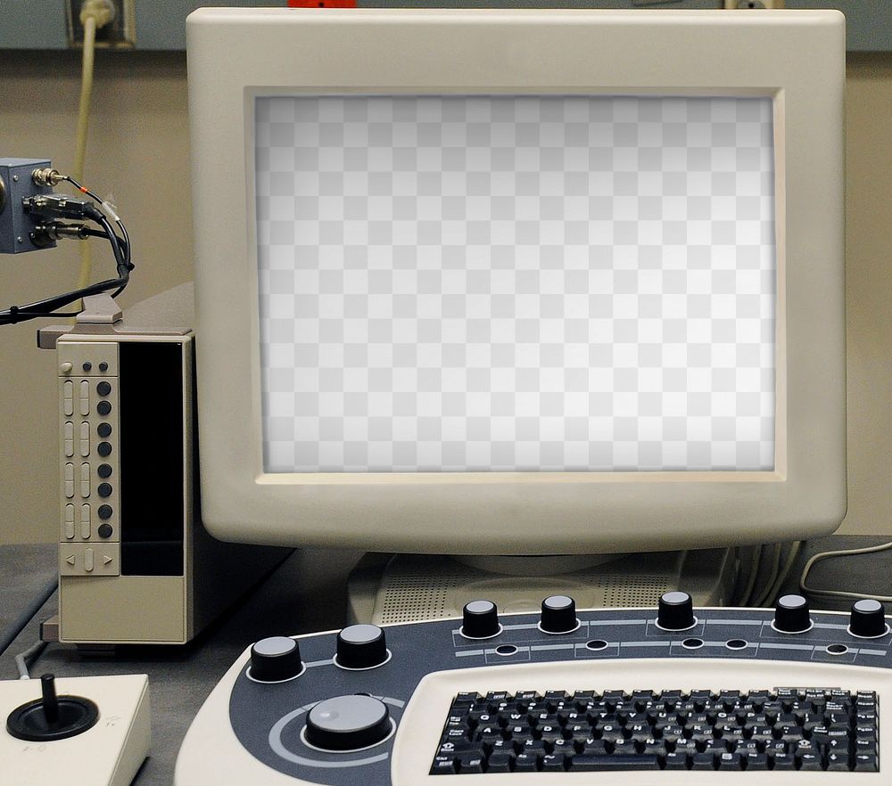 Retro computer screen png mockup, transparent design