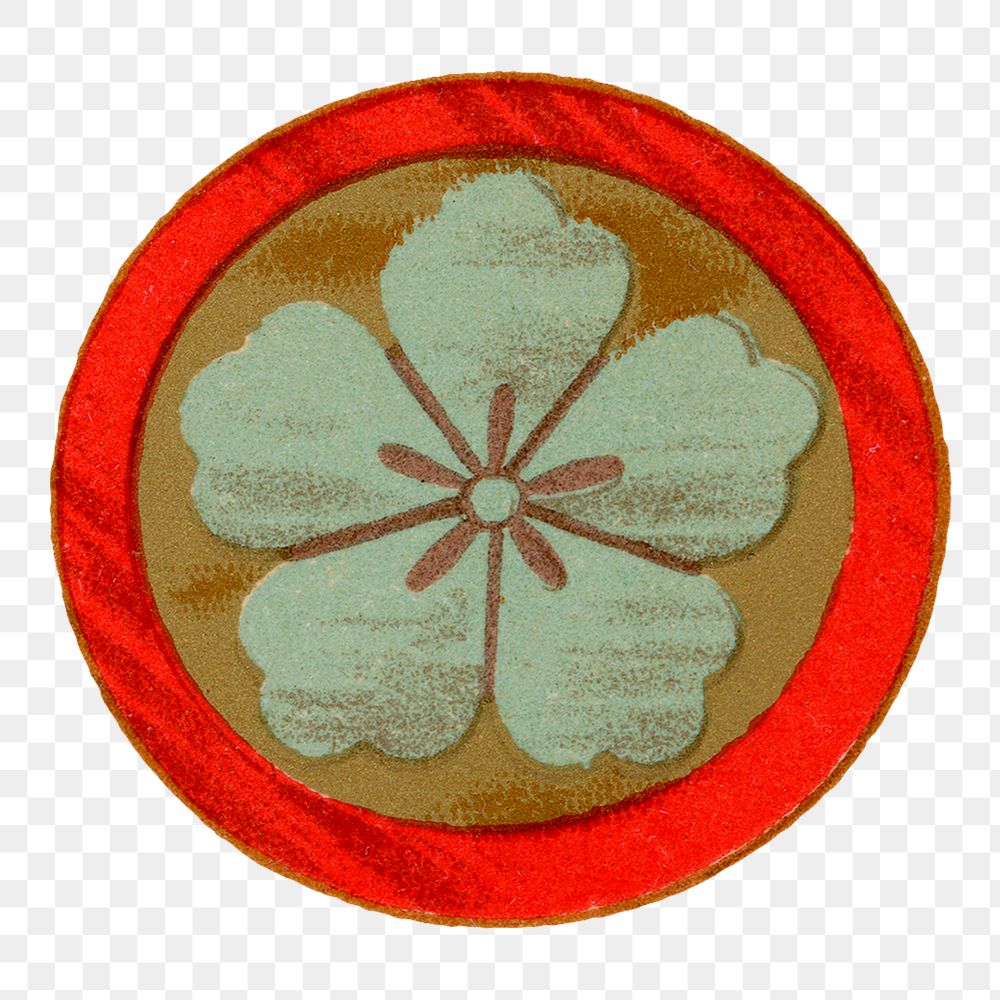 PNG Japanese flower badge, botanical illustration, transparent background. Remixed by rawpixel.