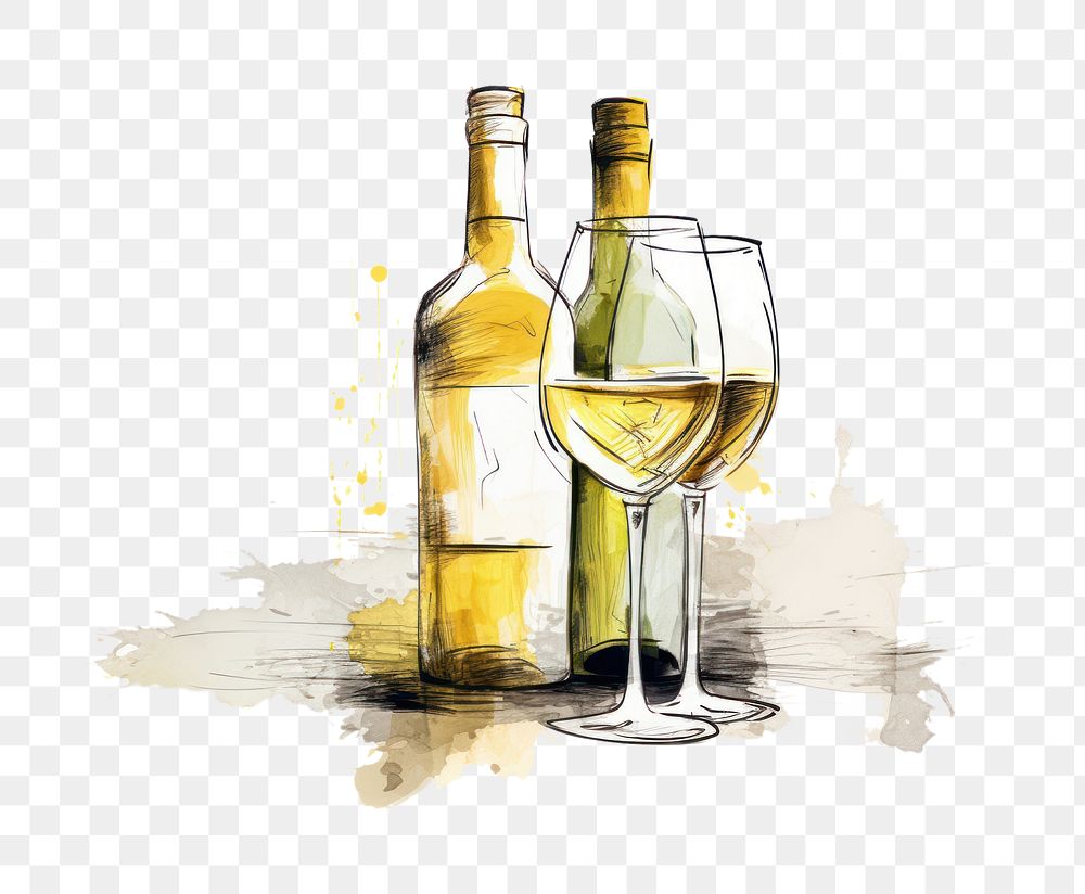 PNG Wine drawing bottle sketch. AI generated Image by rawpixel.