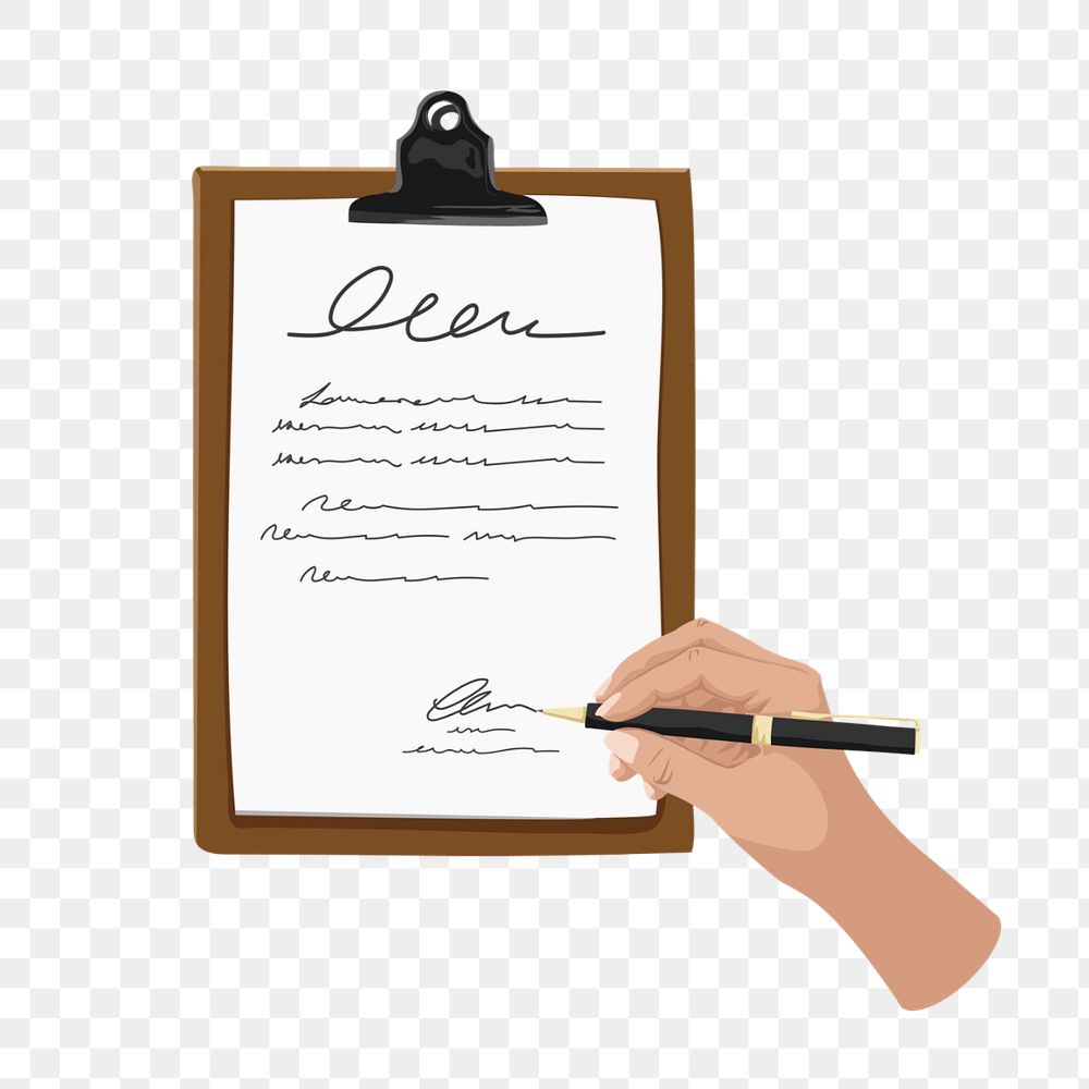 Contract signing png, aesthetic illustration, transparent background