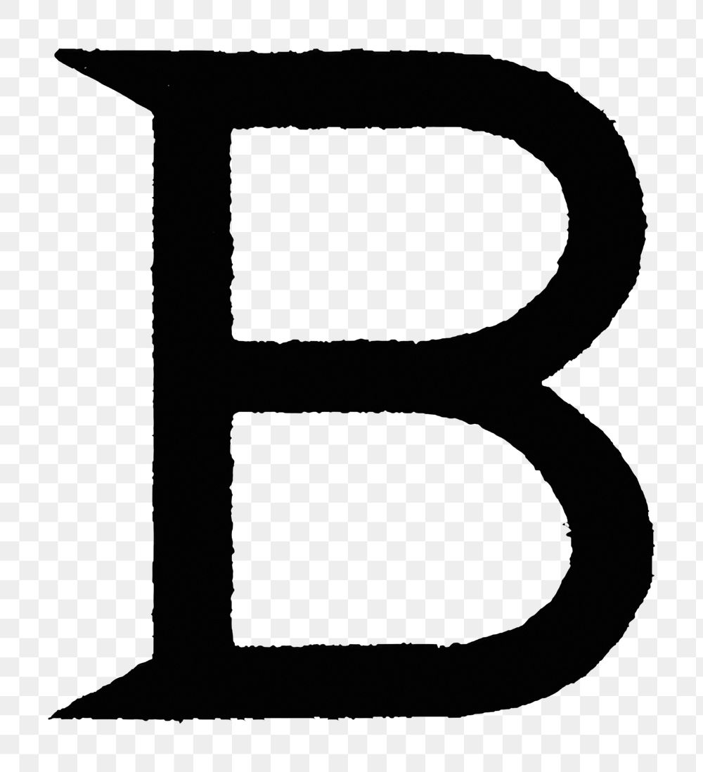 B letter PNG, French style font, transparent background