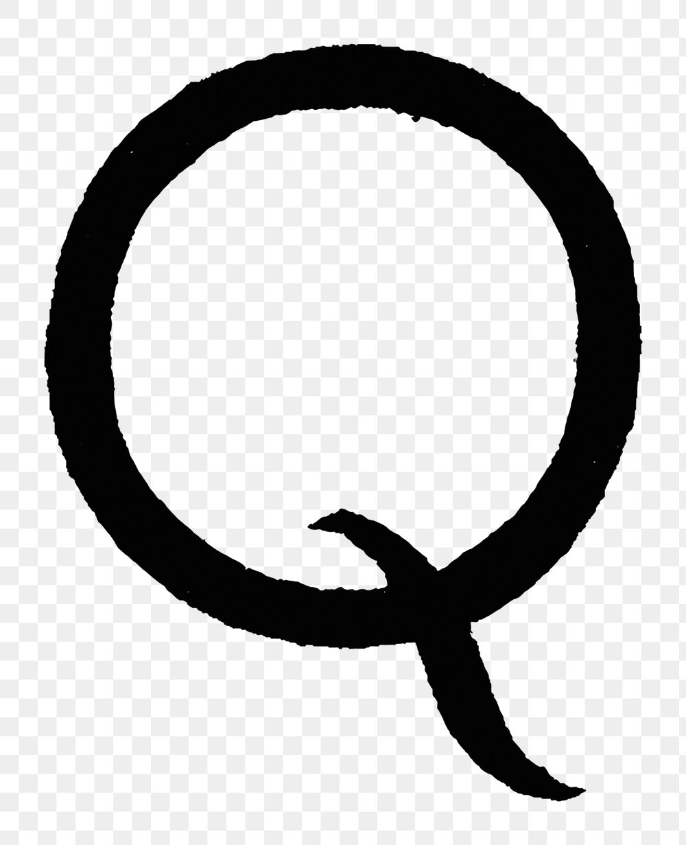 Q letter PNG, French style font, transparent background