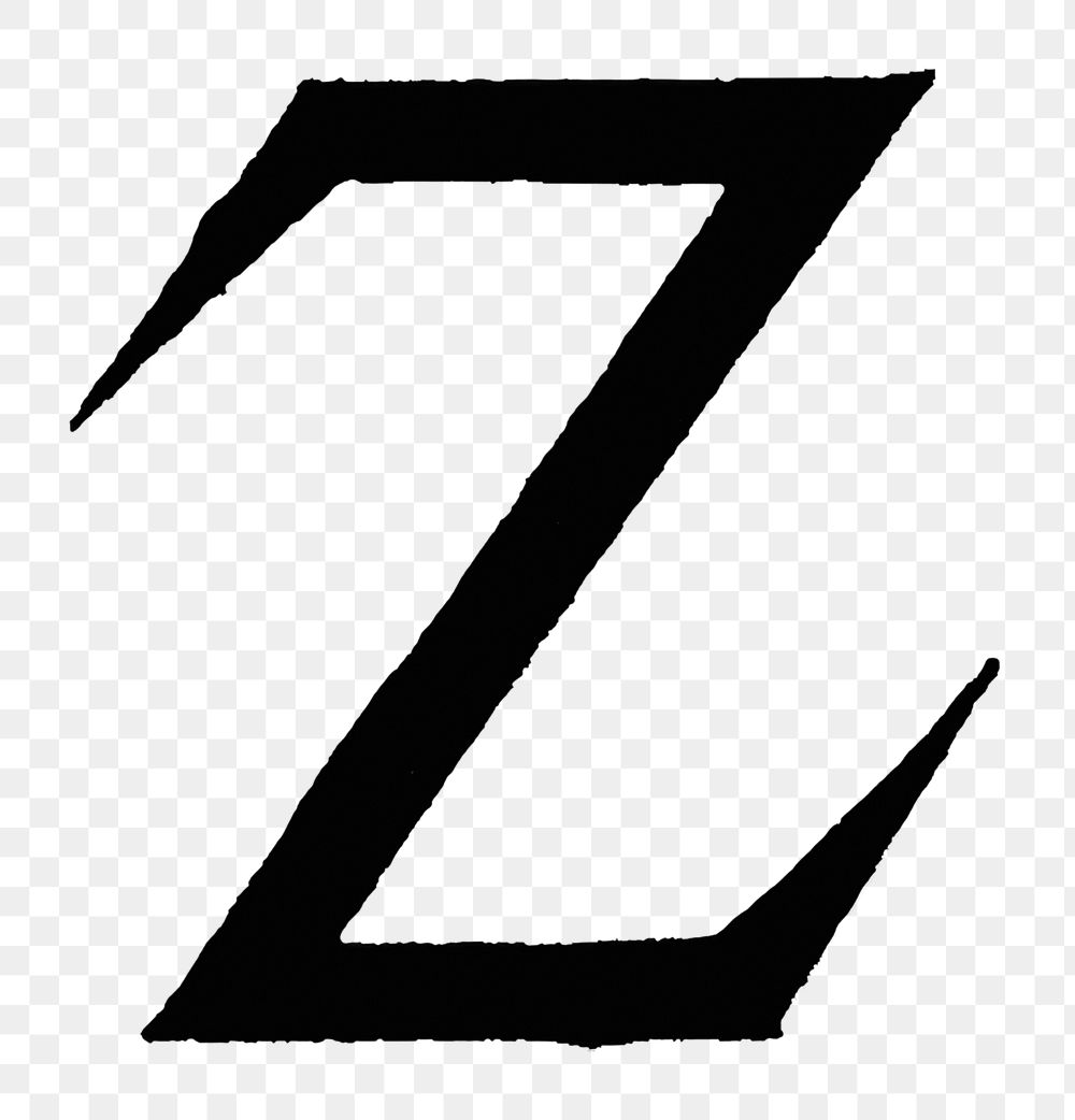 Z letter PNG, French style font, transparent background
