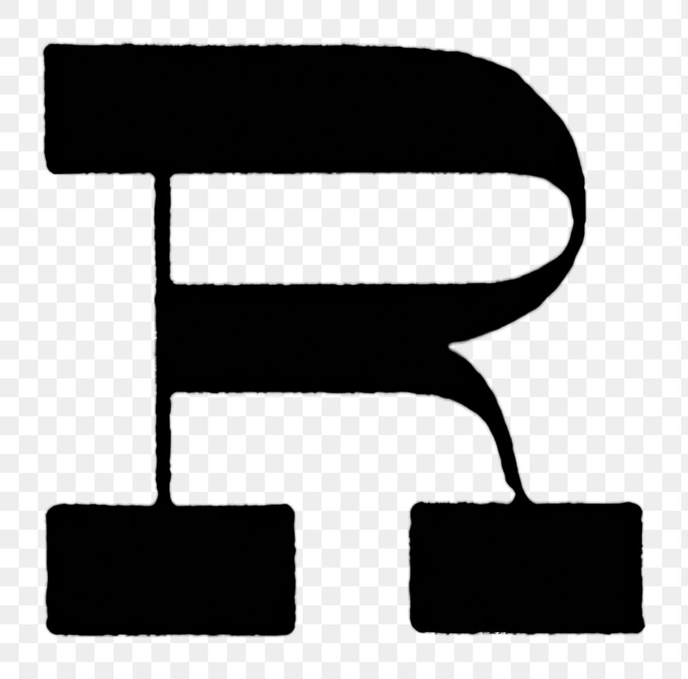 R letter PNG, Italian print font, transparent background
