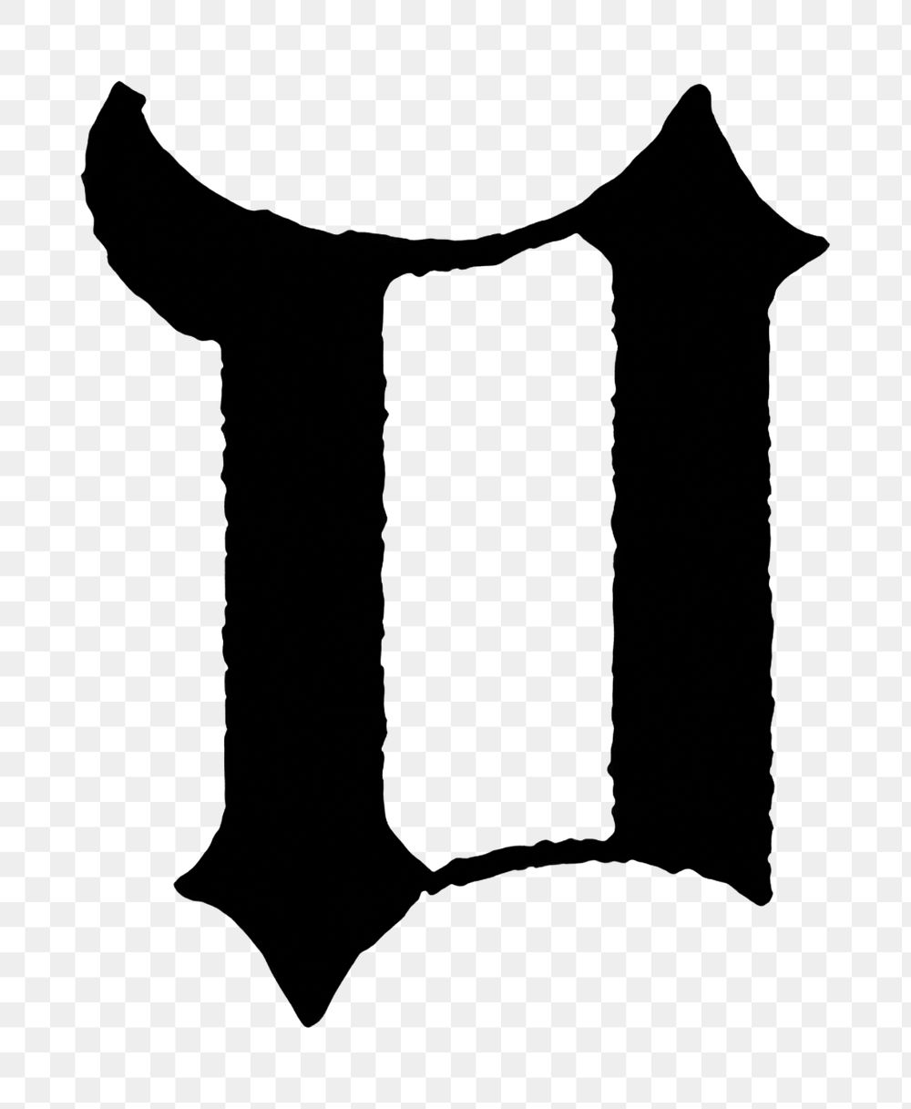 V letter PNG, German gothic font, transparent background