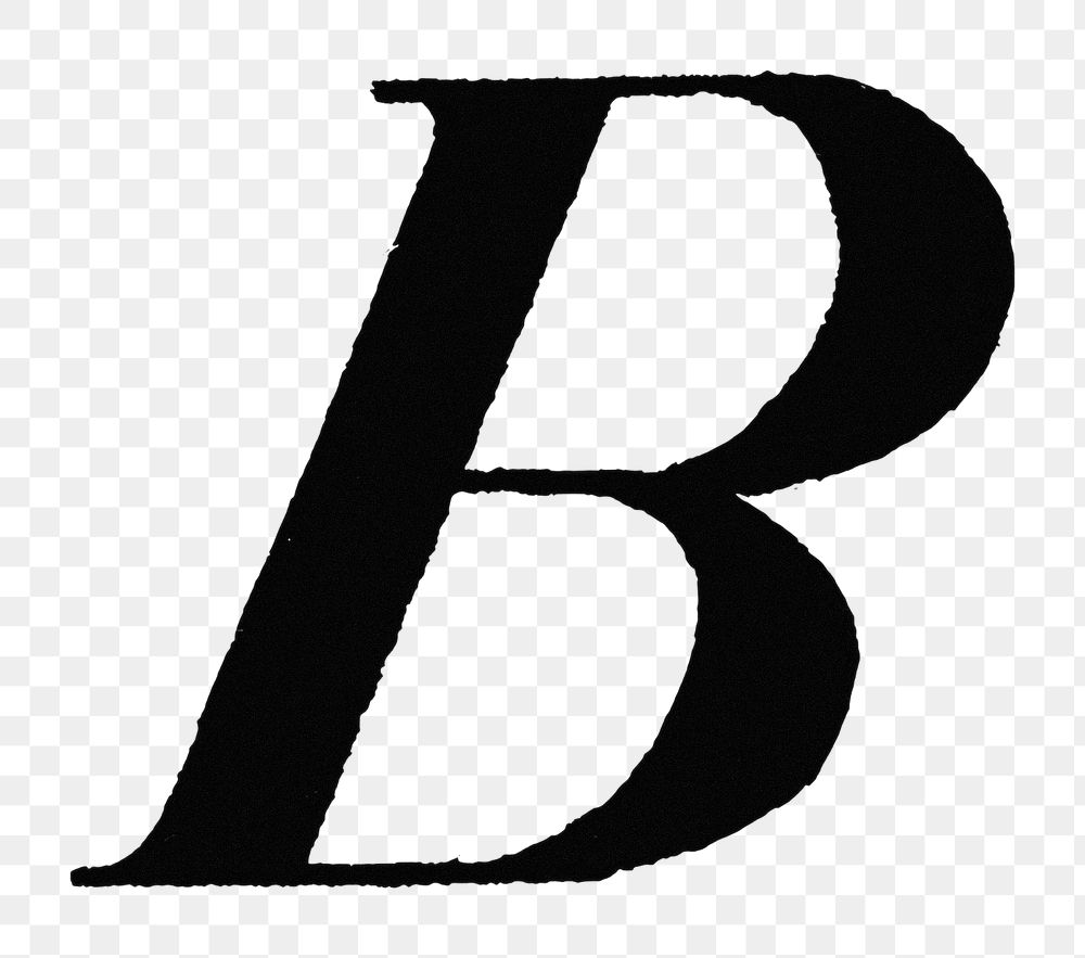 B letter PNG, Italic font, transparent background