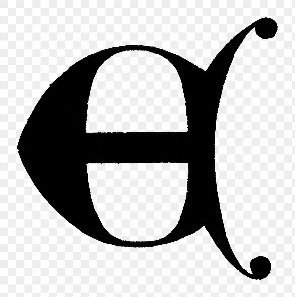 E letter PNG, gothic initials font, transparent background