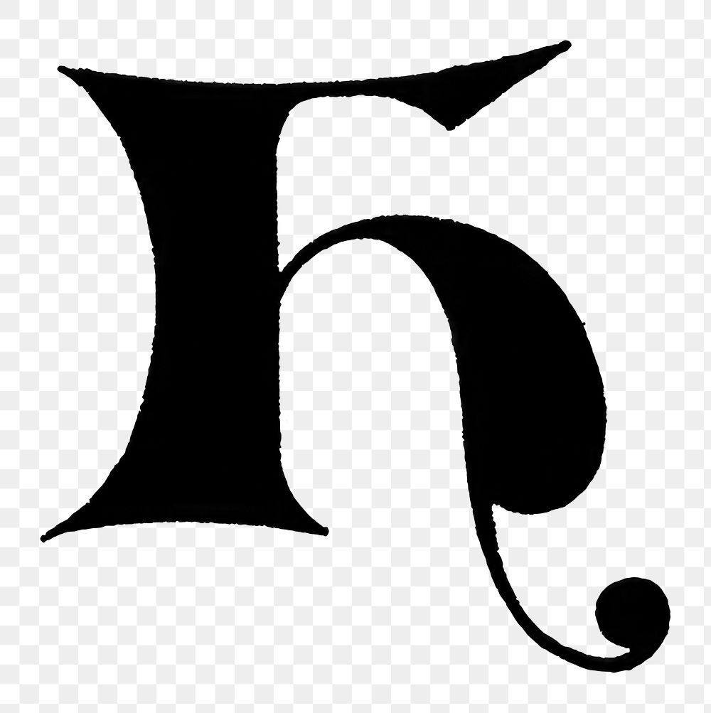 H letter PNG, gothic initials font, transparent background