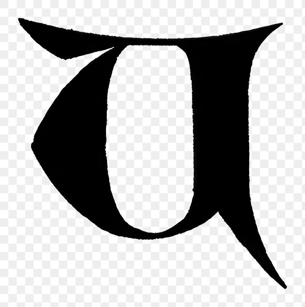 U letter PNG, gothic initials font, transparent background