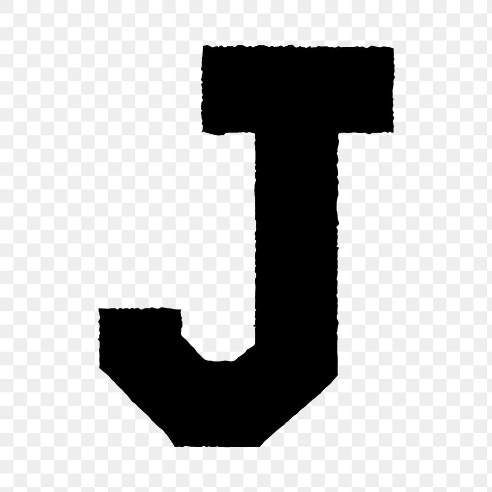 J letter PNG, block calligraphy font, transparent background