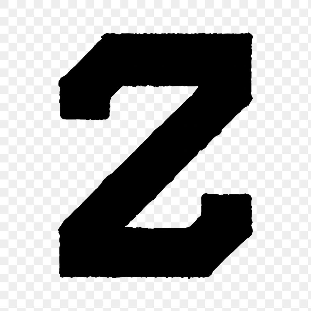 Z letter PNG, block calligraphy font, transparent background