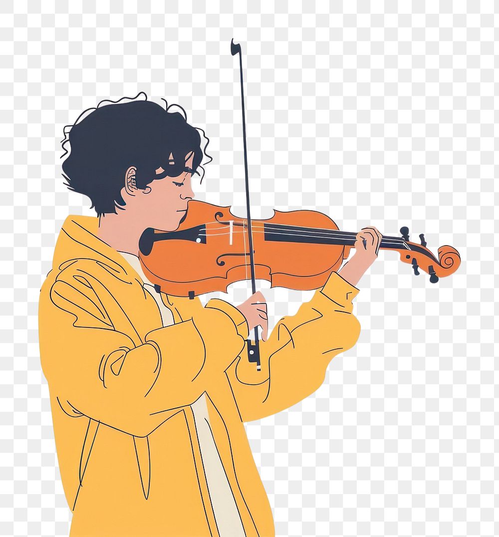 PNG Kid playing violin flat illustration person fiddle human.