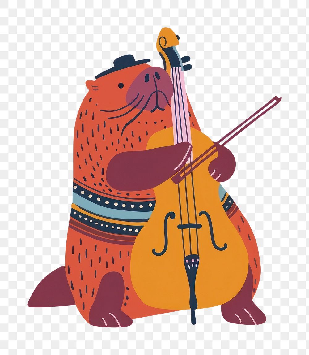Boho walrus viola logo cello musical instrument.