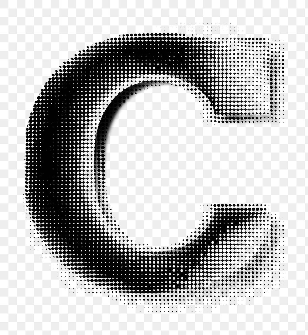 Halftone letter C text monochrome pattern.